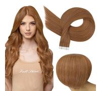 Full Shine Extension Capelli Veri Biadesivo 12 Pollici Nastro In Extension Capelli Arancione Marrone Dritto Remy Moda Per Le Donne 30 G