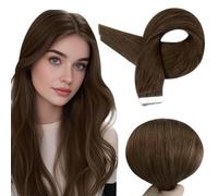 Full Shine Extension Capelli Veri Biadesivo Adesivo Invisibile Per Capelli Umani Veri 10 Pollici Colore Medio Brown Trama Pelle Capelli Per Giovane Ragazza 30 G