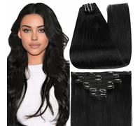 Full Shine Extension Capelli Veri Clip 105 G 22 Pollici Trama Pelle Con Clip Invisibili Per Capelli Topper Jet Black Colore Di Moda Per Le Ragazze