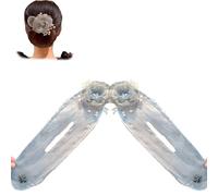 Full Star Flower Hair Accessories, 2025 New Hand Embroidered Flowers Deft Bun, Ball Flower Hair Bun Roller for Women Girls Lazy Hair Curler Deft Bun Maker (2Pcs-E, Medio)