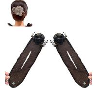 Full Star Flower Hair Accessories, 2025 New Hand Embroidered Flowers Deft Bun, Ball Flower Hair Bun Roller for Women Girls Lazy Hair Curler Deft Bun Maker (2Pcs-A, Medio)