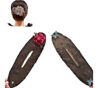 Full Star Flower Hair Accessories, 2025 New Hand Embroidered Flowers Deft Bun, Ball Flower Hair Bun Roller for Women Girls Lazy Hair Curler Deft Bun Maker (2Pcs-H, Medio)