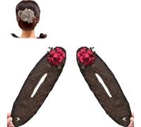 Full Star Flower Hair Accessories, 2025 New Hand Embroidered Flowers Deft Bun, Ball Flower Hair Bun Roller for Women Girls Lazy Hair Curler Deft Bun Maker (2Pcs-B, Medio)