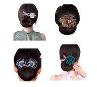 Full Star Flower Hair Accessories, Twist Hair Bun Maker, semplice aiuto per le donne, non tirare, non tirare, per acconciature alte in pochi secondi (4 pezzi) A)