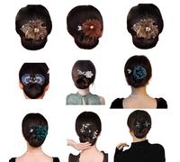 Full Star Flower Hair Accessories, Twist Hair Bun Maker, semplice aiuto per le donne, non tirare, non tirare, per acconciature alte in pochi secondi (9 pezzi) A)