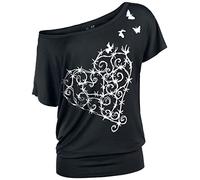 Full Volume by EMP Donna Maglietta Nera con Cuore in Filo spinato L