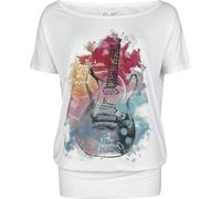 Full Volume by EMP Donna t-Shirt Bianco con Stampa Frontale di Chitarra XL