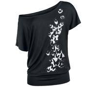 Full Volume by EMP Donna T-Shirt Nera con Grande Stampa di Farfalla sul Davanti L