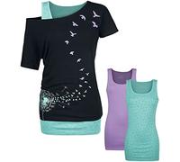 Full Volume by EMP Donna T-Shirt Nera in Doppio Strato con Due Top XL