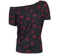 Full Volume by EMP Donna T-Shirt Nera-Rossa con Stampa Teschio M