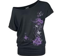 Full Volume by EMP Donna T-Shirt Nera Taglio Comodo Basic con Stampa 5XL