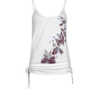 Full Volume by EMP Donna Top Bianco con Stampa di Farfalla e arricciature M