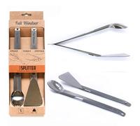 Full Windsor The Splitter - Pinze da Campeggio in Titanio, Cucchiaio, forchetta, utensile per Cucinare all'aperto e Mangiare con Zaino in Spalla, Leggero e Portatile, Finitura Lucida
