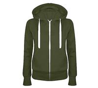 Full Zip Felpa da donna in cotone con cappuccio, giacca mezza stagione, in tinta unita, giacca sportiva, per gli allenamenti, giacca leggera in stile college