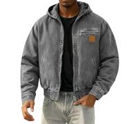 Full Zip Up Felpe con cappuccio da uomo UK Retro Lavato Tessuti Maglioni da uomo Casual Moda Felpa con cappuccio Plus Size Trendy Autunno Inverno Giacche con cerniera Felpe con cappuccio, Grigio, L