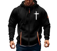 Full Zip Up Uomo Cross Print Felpe con cappuccio Pullover a maniche lunghe Maglione con cappuccio cristiano Casual Moda Cerniera Giacca con cappuccio con zip Pacchetti Autunno Inverno Mens Maglioni