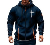 Full Zip Up Uomo Cross Print Felpe con cappuccio Pullover a maniche lunghe Maglione con cappuccio cristiano Casual Moda Cerniera Giacca con cappuccio con zip Pacchetti Autunno Inverno Mens Maglioni