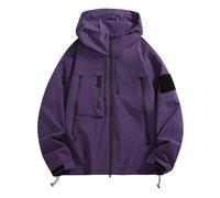 Full Zipper Up Giacca da uomo con cappuccio Funzione Vento Tre Cappotti a tecnologia Cappotti a maniche lunghe Impermeabile Antivento Giacche da uomo tinta unita Giacca a vento termica, Viola, L