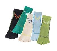FULLANT Calzini per bambini in cotone a cinque dita, traspiranti, sportivi, da corsa, per ragazzi e ragazze, 6-15 anni, 5 paia, nero + verde + blu + verde smeraldo + bianco, 10-15 Years