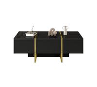 fullarrive Tavolino da salotto lucido, 4 cassetti, 100 x 50 x 35 cm, moderno (nero)