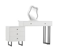 fullarrive Tavolo da toeletta con piano estraibile e 5 cassetti, specchio LED con illuminazione a 3 colori, 100 x 40 x 76 cm, bianco, moderno tavolo cosmetico