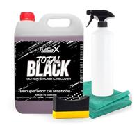 FULLCARX Total Black 5L Super Nero Gomme Auto, Rinnova Plastiche Rapido ed Efficiente, Lucida Pneumatici, Finitura Satinata, Nero Intenso Ruote Paraurti, Prodotto Pulizia Professionale Detailing