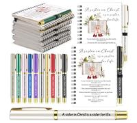 Fullhawl 40 pezzi Sister in Christ Regali per donne Christian Secret Sister Notebook e penna Bibbia Notebook a spirale quaderni 10 colori penne a sfera per chiesa domenicale scuola insegnante