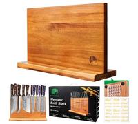 FULLHI Ceppo magnetico per coltelli da cucina, striscia magnetica per coltelli con magneti migliorati, in legno naturale, multifunzionale, per utensili da cucina, set di coltelli, forbici, spezie Ja