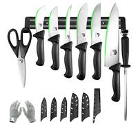 FULLHI Set di Coltelli da Cuoco da 10 Pollici, Coltello da Disosso Antiscivolo in Acciaio Inox Per Principianti Con Strisce Magnetiche, Per Macelleria e Ristorante, Casa