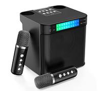 FULLIFE - Macchina per karaoke per bambini/adulti, sistema di altoparlanti Bluetooth PA portatile con 2 microfoni wireless, luce LED colorata che cambia, set per karaoke per feste in casa, interni