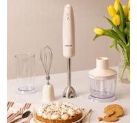 FULLMIX RETRO - Frullatore A Immersione Multifunzione Da 1000W Con Accessori Bianco Sporco