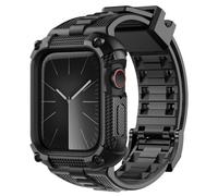 Fullmosa Cinturino per Apple Watch 40mm 41mm, Nero | per Apple Watch SE3/2/1 Serie 9/8/7/6/5/4 Rugged Cover con Sport Cinturini in TPU, Military Protective Bumper Custodia
