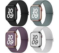 Fullmosa Impermeabile Cinturino Nylon Compatibile con Apple Watch SE 44mm 46mm (Serie 11/10) 49mm (Ultra3/2/1) 45mm 42mm, 4 Pezzi Cinturini Elastico Sport per iWatch SE3 Serie 11 10 9 8 7 6 5 4 3 2 1