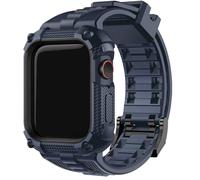 Fullmosa Rugged Cover con Cinturini Compatibile con Apple Watch 45mm 44mm SE 3 2 1 Serie 9/8/7/6/5/4, Military Protective Bumper Custodia, Sport Cinturino in TPU per iWatch 44mm 45mm, Blu