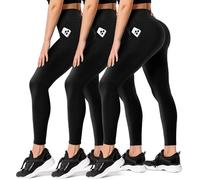 FULLSOFT Leggings da Donna con Pockets Non Vedere Through-Workout High Waisted Tummy Comtrol Black Lightweight Yoga Pants for Gym Hiking Running Dance (Black (Two Pockets), S-M)