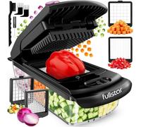 Fullstar Taglia Verdure e Spiralizzatore - Tagliaverdure Cubetti Manuale - Multifunzione Affetta Verdure - Tritatutto Cipolle Cetrioli Patate Frutta - Cucina Accessori (PRO 2-in-1, Nero)