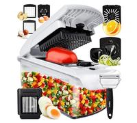 Fullstar Taglia Verdure e Spiralizzatore - Tagliaverdure Cubetti Manuale - Multifunzione Affetta Verdure - Tritatutto Cipolle Cetrioli Patate Frutta - Cucina Accessori (PRO 9-in-1, Bianco)
