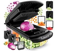 Fullstar Taglia Verdure e Spiralizzatore - Tagliaverdure Cubetti Manuale - Multifunzione Affetta Verdure - Tritatutto Cipolle Cetrioli Patate Frutta - Cucina Accessori (PRO 4-in-1, Nero)