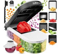 Fullstar Taglia Verdure Mandolina per Verdure Affetta Verdure - Multifunzione Tritatutto Affettatrice Manuale - Tagliaverdure Frutta Cipolla Patate Cubetti Julienne Grattugia (Compatto 6-in-1 Bianco)
