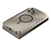 Fully Wrapped Mobile Phone Cse Magnetic Charging Alumianum Metal Bumper Matte Shell for iphone 16/15/14/13/12, Alloy Magnetic Slim Case Camera Lens Protect (Titanium gold,16pro max,Tinta unita)