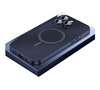 Fully Wrapped Mobile Phone Cse Magnetic Charging Alumianum Metal Bumper Matte Shell for iphone 16/15/14/13/12, Alloy Magnetic Slim Case Camera Lens Protect (Titanium blue,12pro max,Tinta unita)