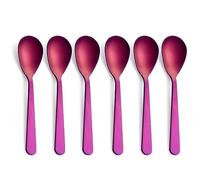 FULLYWARE Demitasse - Set di 6 cucchiaini da caffè in acciaio inox satinato, 11,9 cm, colore: viola opaco
