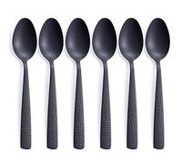 FULLYWARE - Set di 6 cucchiaini da tavola in acciaio inox nero opaco, con finitura satinata, 20,3 cm