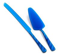 FULLYWARE Set di coltelli e Server per Torta Matrimoniale Blu, Set di Taglio per Torte in Acciaio Inossidabile, tagliapasta e Server per Torte per Matrimonio, Compleanno, Festa