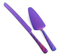 FULLYWARE Set di coltelli e Server per Torta Matrimoniale Viola, Set di Taglio per Torte in Acciaio Inossidabile, tagliapasta e Server per Torte per Matrimonio, Compleanno, Festa