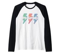 Fulmine a Scacchi retrò Mama, colorato, Arte Anni '70 Maglia con Maniche Raglan