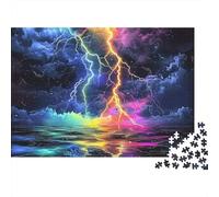 Fulmine Arcobaleno Puzzle 1000 Pezzi per Adulti Carta Gioco di Puzzle Nuvole Notturne Relax Decorazione 70x50cm/1000pcs