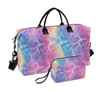Fulmine Bulloni Arcobaleno di Colore Borsa Da Viaggio Weekender Borsa Palestra Duffel Bag con Cinghia Regolabile per Viaggio 2 Pz Set Bolsa de lona para