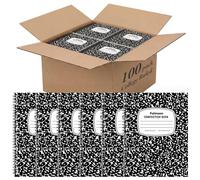 Fulmoon 100 Pack Bulk Spiral Composition Notebooks, Hard Cover, Wide Ruled Paper, 9-3/4 x 7-1/2 Inches, 60 Pages (30 Sheets), Black Marble Cover Composition Notebooks for School College Office