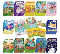 Fulmoon 144 Pcs Coloring Books with Crayons for Kids Bulk Dinosaur Animal Unicorn Space Mini Coloring Books for Toddler Ages 6+ Birthday Party Favors Classroom Activity Supplies Crafts
